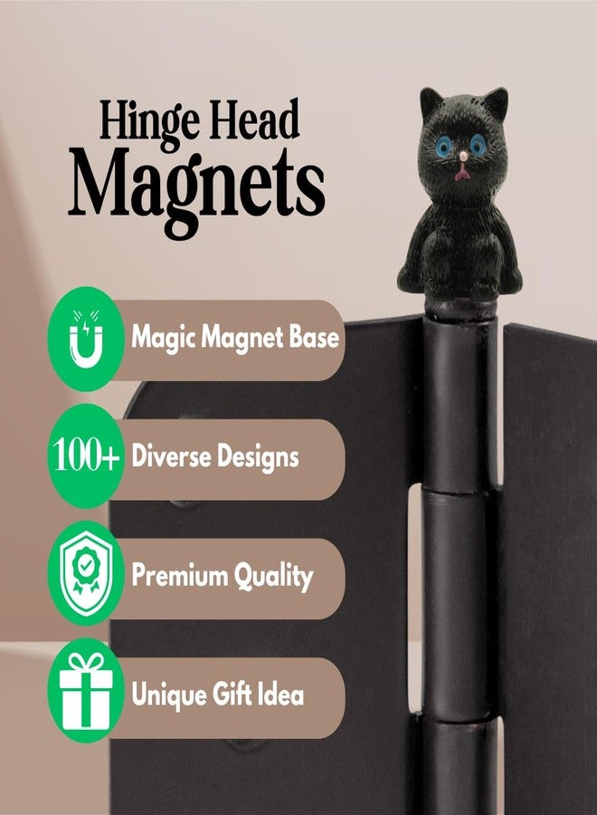 Wallertree Cat Hinge Heads Decorative Topper Set of 6 - Cute Kittens with Blue Eyes Hinge Topper Magnets - Animals Hinge Caps for Door Decoration - Image 3
